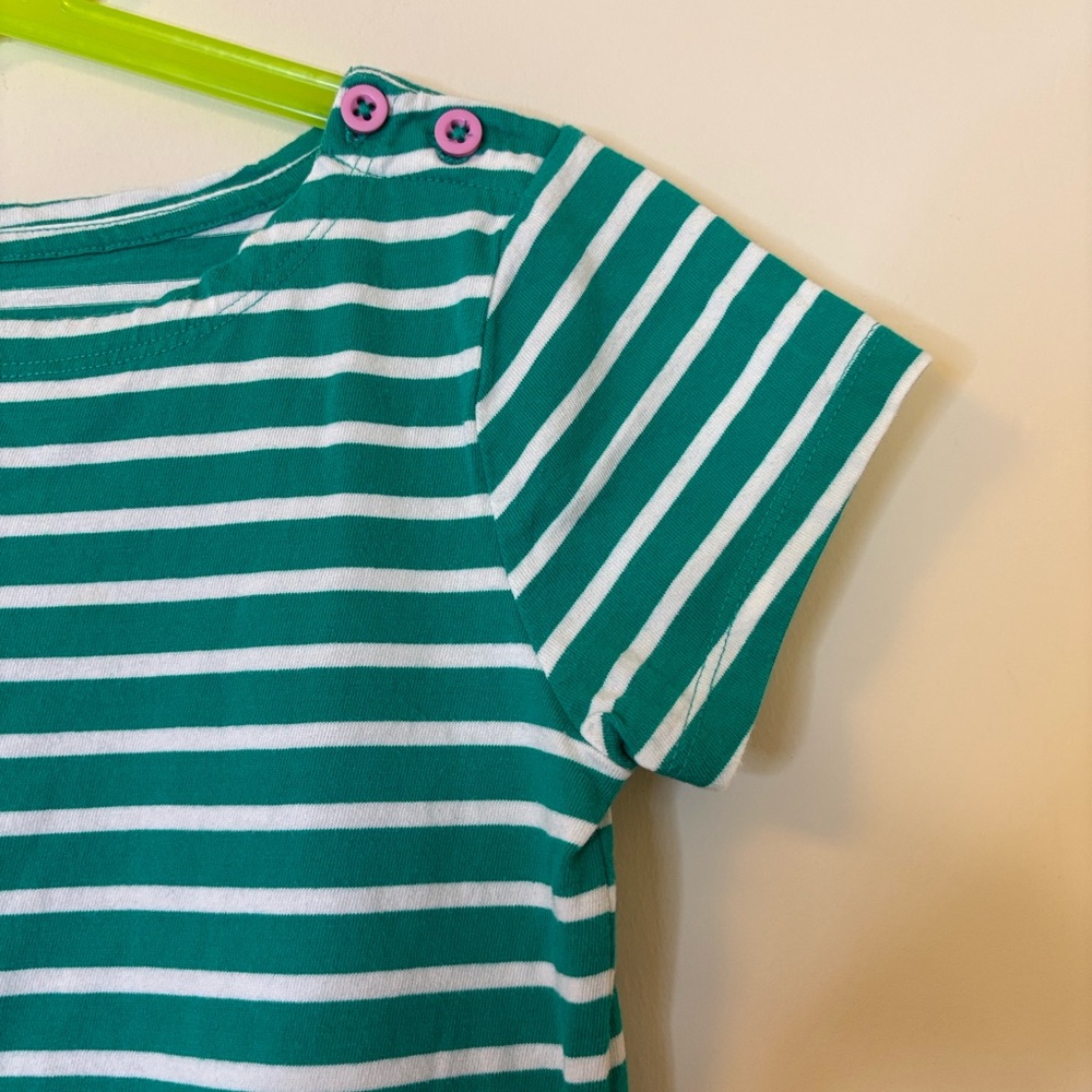 Mini Boden Girls Floral Dress 7-8 Green Stripe Garden Print Cottagecore Spring - Picture 7 of 13